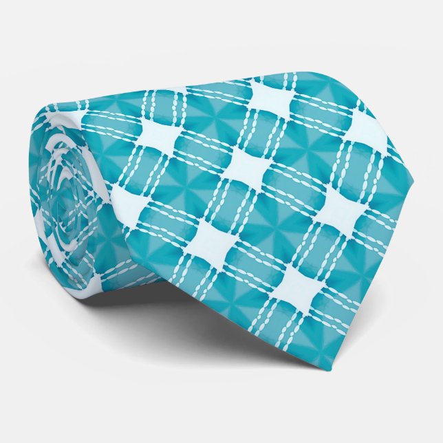 Gravata Gingham Azul em Grade e Estrelas (Rolled)
