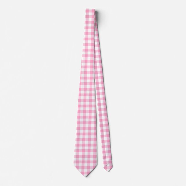 Gravata Gingham Rosa (Frente)