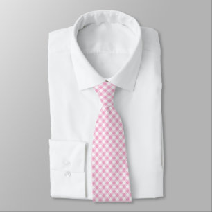 Gravata Gingham Rosa Chiclete