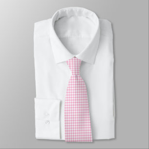 Gravata Gingham Rosa Chiclete
