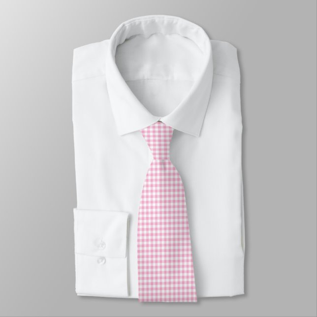 Gravata Gingham Rosa Chiclete (Amarrado)
