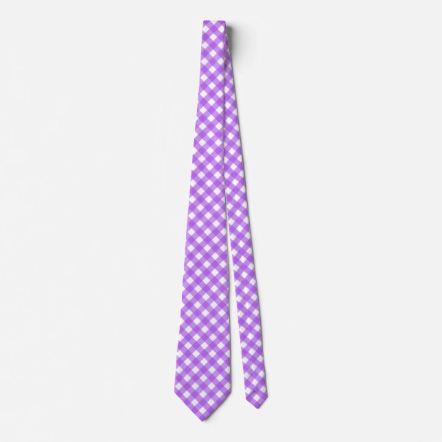 Gravata Gingham roxo brilhante (Frente)