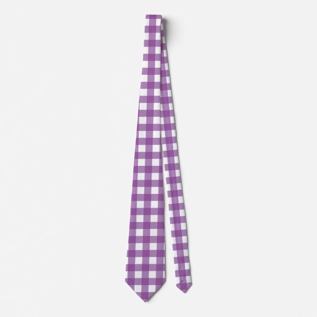 Gravata Gingham roxo e roxo claro (Frente)