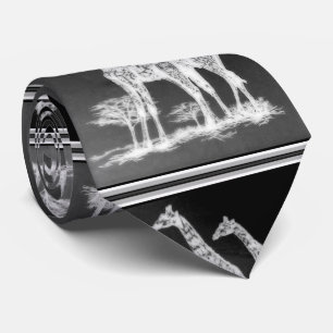 Gravata Girafas africanos retros raros design preto/branco