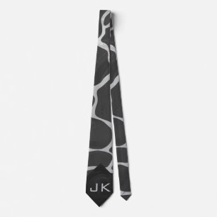 Gravata Giraffe Black and Light Gray Print Tie