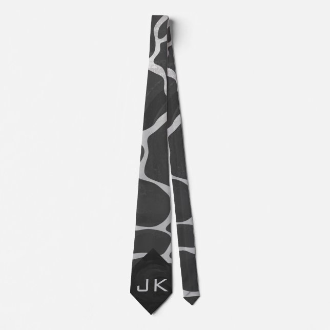 Gravata Giraffe Black and Light Gray Print Tie (Frente)