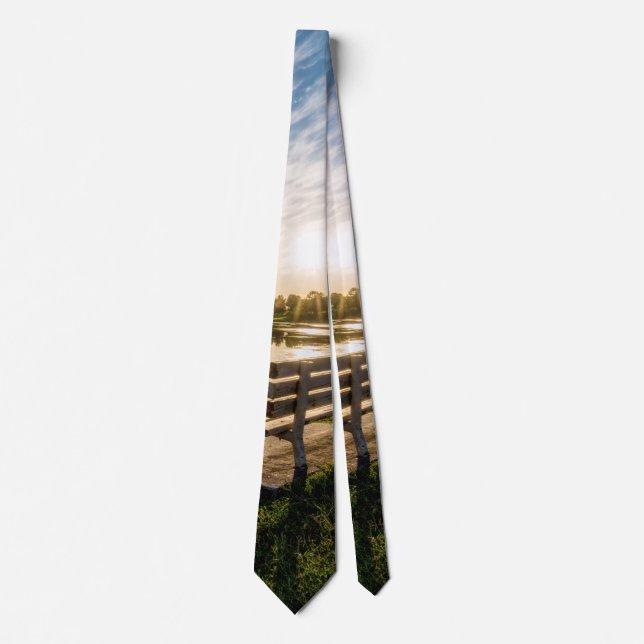 Gravata Girardeau County Park Bench Sunset Neck Tie (Frente)