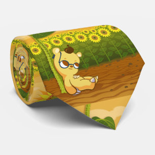 Gravata Girassóis e urso de Kawaii