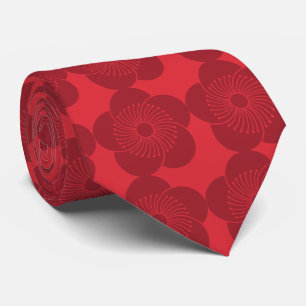 Gravata Giro Giant Red Flower Foulard Dois Lados