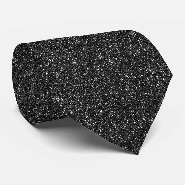 Gravata Glitter Metallic Bling Black Pattern (Rolled)
