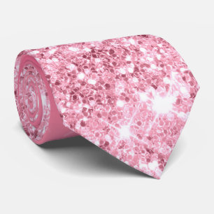 Gravata Glitter Rosa De Morango Derramando De Pescoço De 