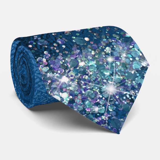 Gravata Glittery Royal Blue Foil Nome Individual (Rolled)
