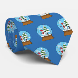 Gravata Globo de Neve com Snowman e Pine Tree