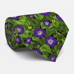 Gravata Glória da manhã em roxo e verde