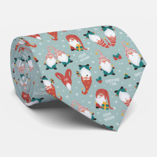 Gravata Gnomos de Natal Chapéus Listrados Vermelhos