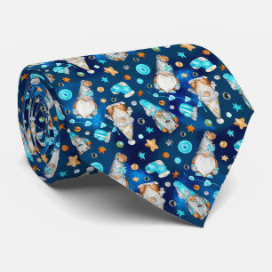 Gravata Gnomos Escandinavos Azuis e Azuis de Natal