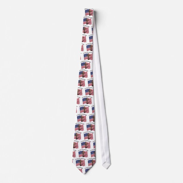 Gravata GOD BLESS THIS MILITARY BRAT rugged cross, US flag (Frente)