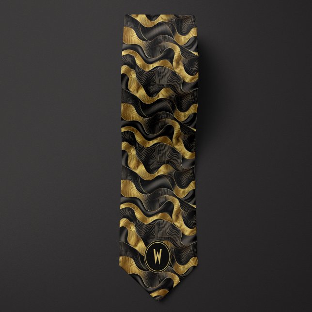 Gravata Gold and Black Ribbon Abstract (Criador carregado)
