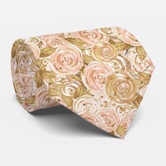 Gravata Gold and Pink Roses Wedding (Rolled)