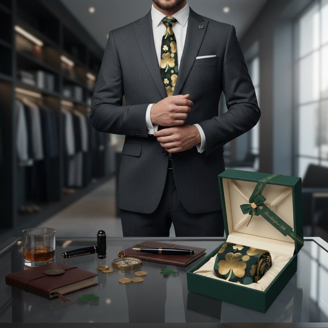 Gravata Gold Foil Shamrock Pattern St. Patrick's Day (Criador carregado)