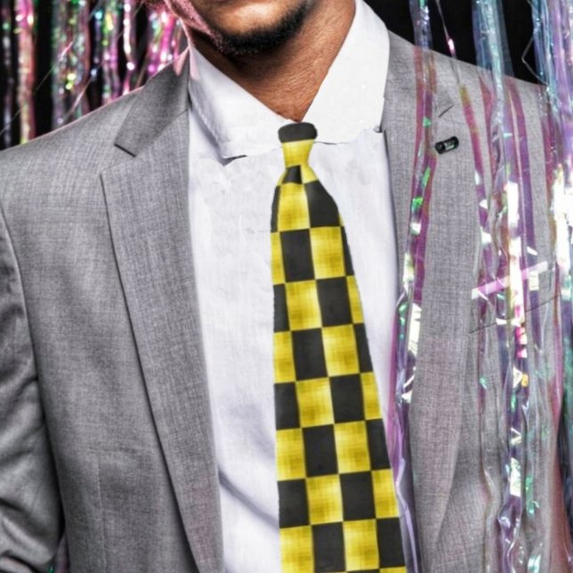 Gravata Gold-paneled Black-IV (This tie, is for the man who definitely, likes to step out in style!)