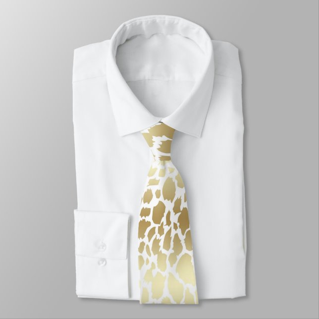 GRAVATA GOLD WHITE ANIMAL GRADIENT LEOPARD MENS TIE (Amarrado)