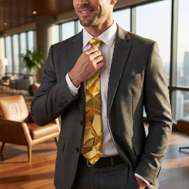 Gravata Golden Faceted Crystal Geometric