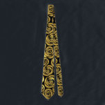 Gravata Golden Flowers on Black Background<br><div class="desc">For those who want to feel elite and intimate,  the elegant of golden background meets black hand drawn dots in this design. These products are ideal for home decoration,  christmas,  weddings,  engagements,  brides,  birthdays,  baby showers,  new baby parties,  events and fancy gifts!</div>