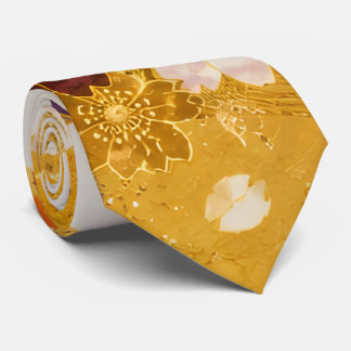 Gravata Golden Japanese Floral Necktie | Elegant Kimono In