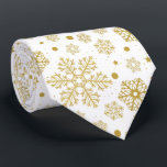 Gravata Golden snowflakes<br><div class="desc">Christmas design with golden snowflakes and stars on white background</div>