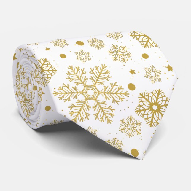 Gravata Golden snowflakes (Rolled)