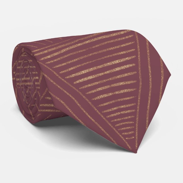 Gravata Golden Triangles - Merlot Neck Tie (Rolled)
