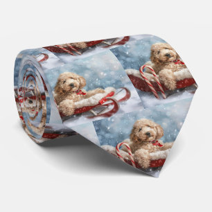Gravata Goldendoodle Cachorro Natal Festivo
