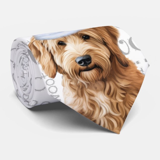 Gravata Goldendoodle Engraçado Pobre Cachorro de Natal (Rolled)