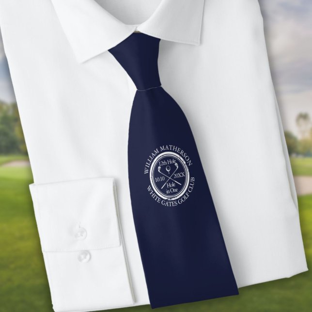 Gravata Golf Azul Marinho com Buraco Personalizado (Criador carregado)