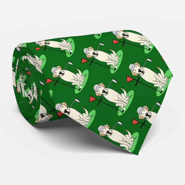 Gravata Golf Golfing Yellow Lab Labrador Retriever Cachorr (Rolled)