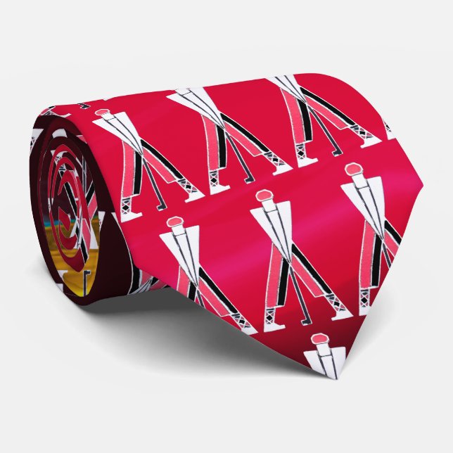 GRAVATA GOLFER BRANCO-VERMELHO ESSIBILIZADO, JOGADORES DE  (Rolled)