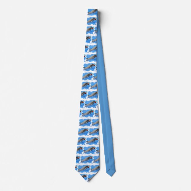 Gravata Golfinho-de-garganta nadando com bola vermelha (Frente)