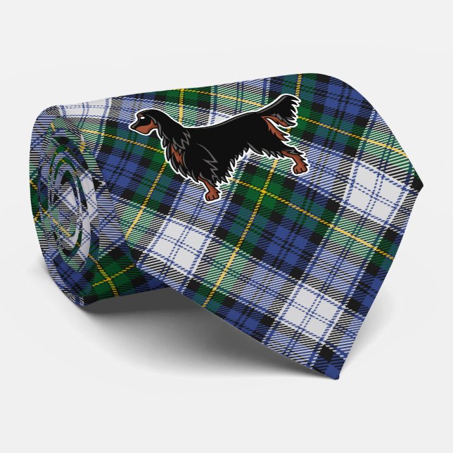 Gravata Gordon Setter sobre Gordon Dress Tartan Neck Tie (Rolled)