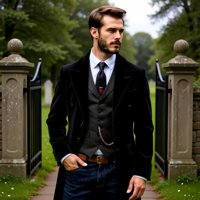 Gravata Gothic Black Damask Rose Wedding (Criador carregado)