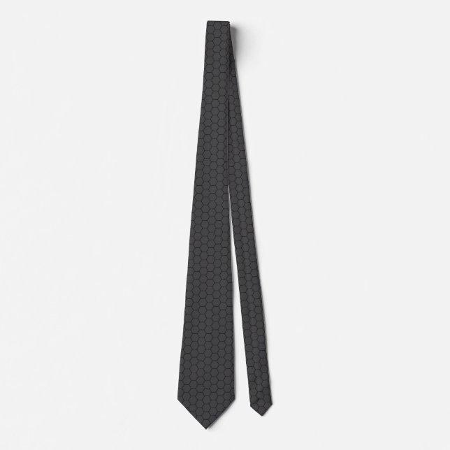 Gravata Grade Hexagonal Preto Preto (Frente)