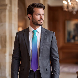 Gravata Gradiente Ombre Aqua Roxo