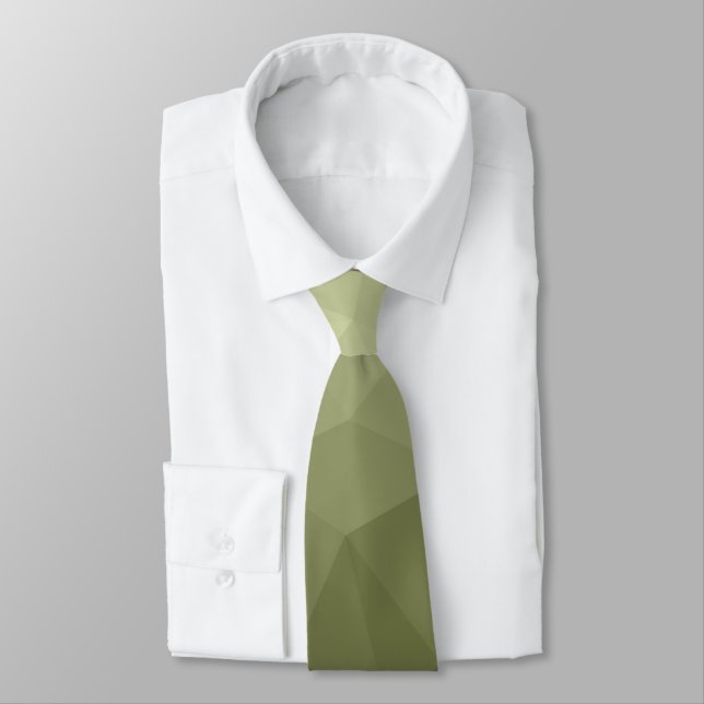 Gravata Gradiente Verde Exército Padrão de Malha Geométric (Amarrado)