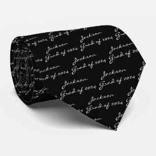 Gravata Graduação Personalizada a Preto e Branco Clássico