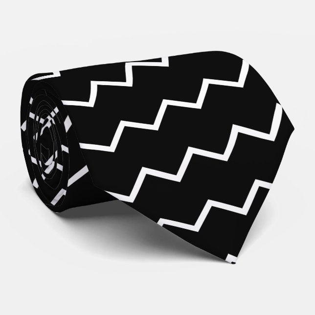 Gravata gráfica preta e branca atrevida (Rolled)