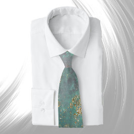 Gravata Gráfico Dourado Verde chique