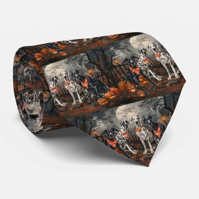 Gravata Grande Dane Halloween Assustador (Rolled)