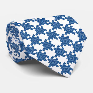 Gravata Grande laço azul & branco de Houndstooth