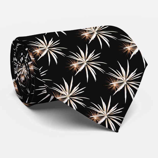 Gravata Gravação em padrão de fogos de artifício brancos e (Rolled)