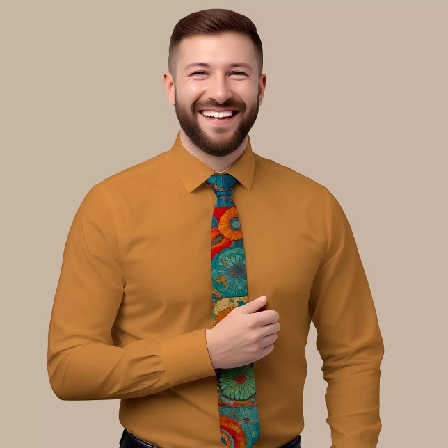 Gravata Gravação Geométrica Floral Elegante (Criador carregado)